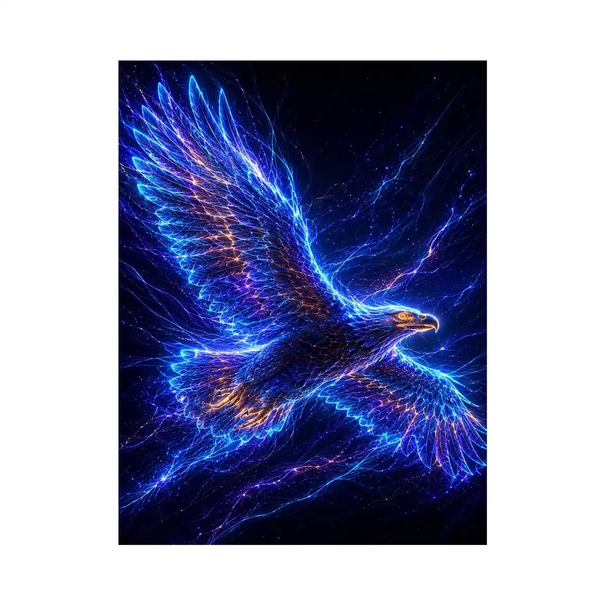 Futuristic glowing eagle canvas art for modern office and luxury living room decor.