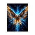 Powerful glowing eagle canvas art for modern office and luxury living room decor.