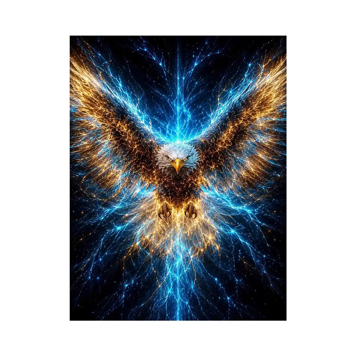Powerful glowing eagle canvas art for modern office and luxury living room decor.