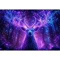 Mystical glowing stag canvas art for modern living room and fantasy inspired luxury wall decor.