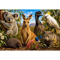 Australian wildlife collage artwork canvas art for elegant living room decor