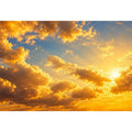 Golden cloudscape and sun rays canvas art for elegant living room decor