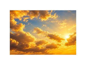 Golden cloudscape and sun rays canvas art for elegant living room decor