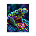 Colorful psychedelic frog artwork canvas art for elegant living room decor