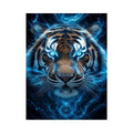 Electric blue tiger portrait canvas art for bold modern office decor.
