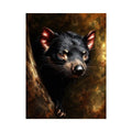 Tasmanian devil portrait canvas art for refined nature inspired office decor.