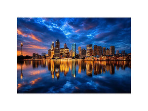 Sydney skyline photography canvas art for modern office or living room decor.