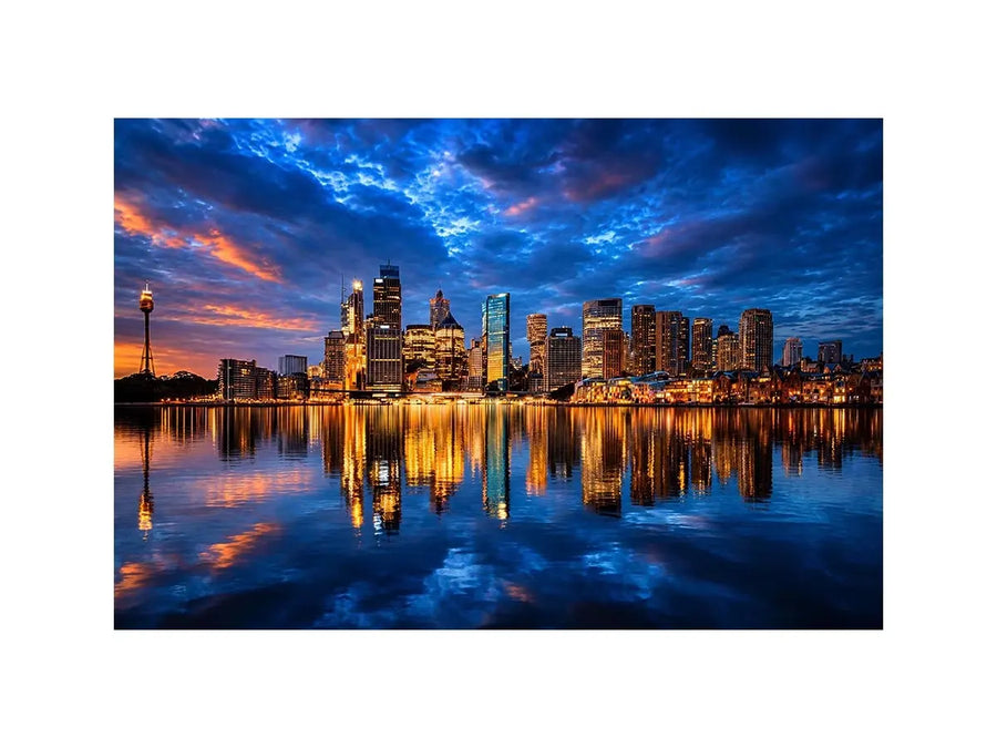 Sydney skyline photography canvas art for modern office or living room decor.