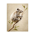 White koala botanical canvas art for soft neutral nursery or bedroom decor.