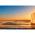 Minimal desert architecture canvas art for warm neutral living room decor.