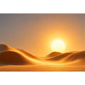 Warm desert sun canvas art with minimalist dunes for elegant living room decor.