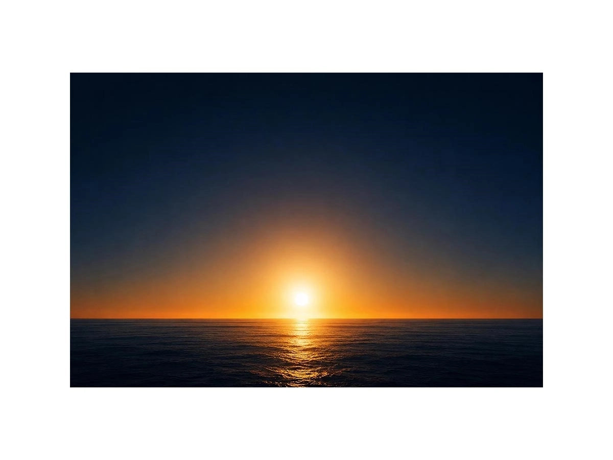 Dark ocean sunset canvas art with golden horizon for modern living room decor.