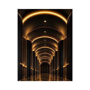 Luxury black and gold arch hallway canvas art for modern entryway decor.
