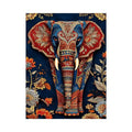 Ornate royal elephant canvas art with blue red and gold details for eclectic decor.
