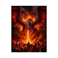 Fiery dragon fantasy canvas art for bold office or game room decor.