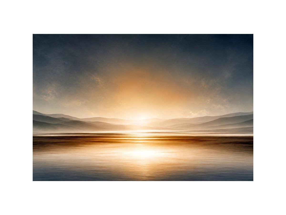 Minimal neutral shoreline canvas art for calm bedroom decor.