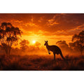 Kangaroo outback sunset canvas art for warm living room decor.