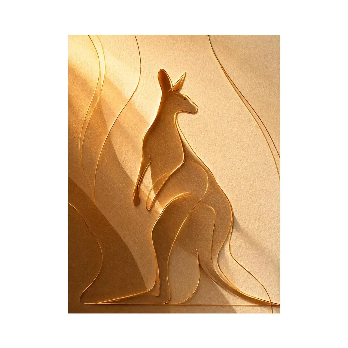 Minimal kangaroo line art canvas for neutral bedroom decor.