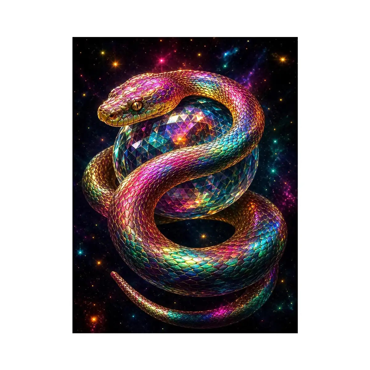 Colorful fantasy snake canvas art for bold creative room decor.