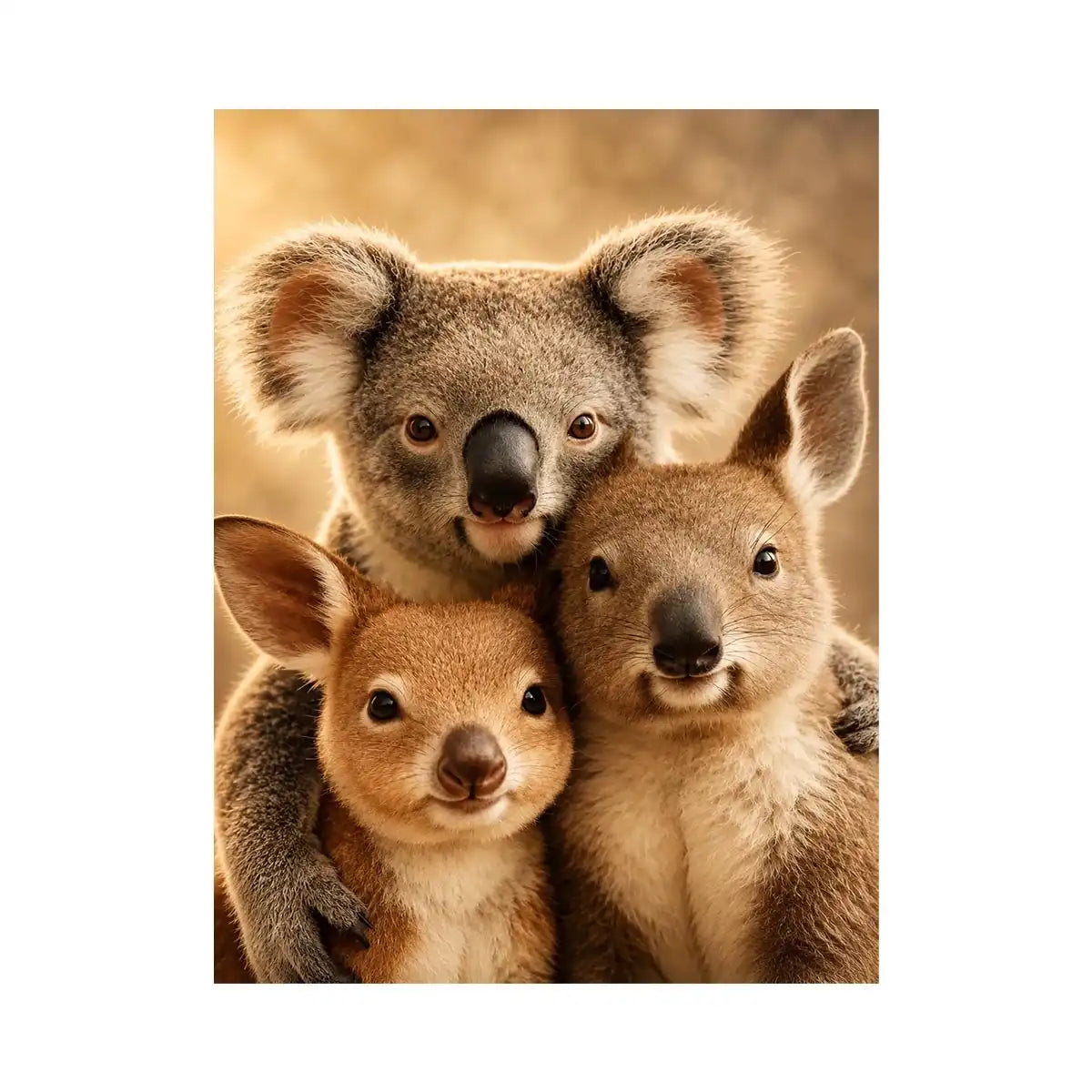 Koala and kangaroo canvas art for soft nursery room decor.