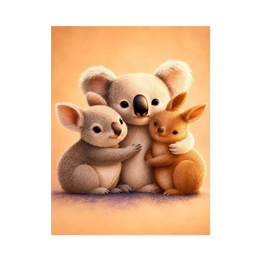 Cute koala and kangaroo canvas art for nursery or kids room decor.