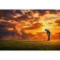 Golf sunset canvas art for office, mancave, or living room decor.