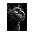 Black cat portrait canvas art with amber eyes for modern room decor.