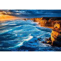 Dramatic coastal ocean canvas art for living room or beach house decor.