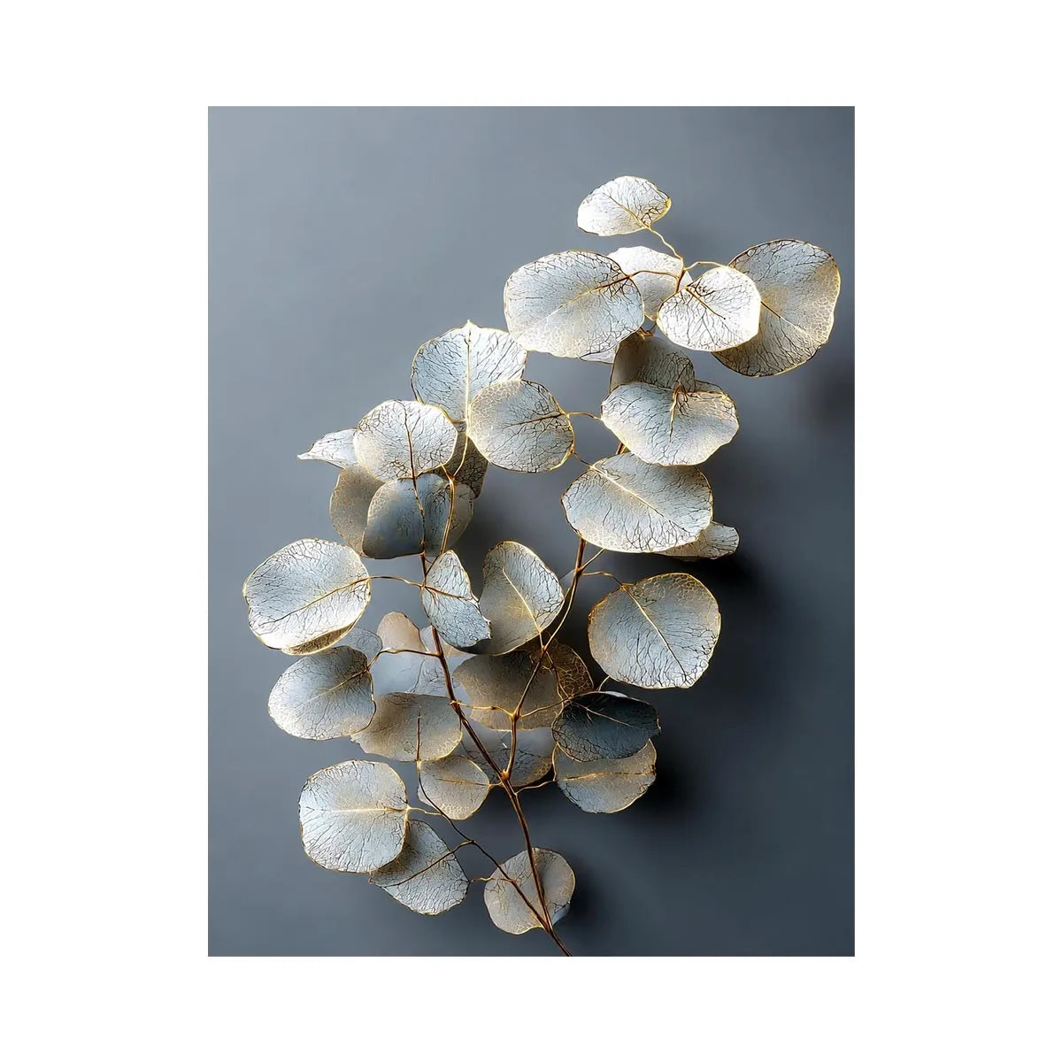 White botanical leaf canvas art for serene modern living room decor.