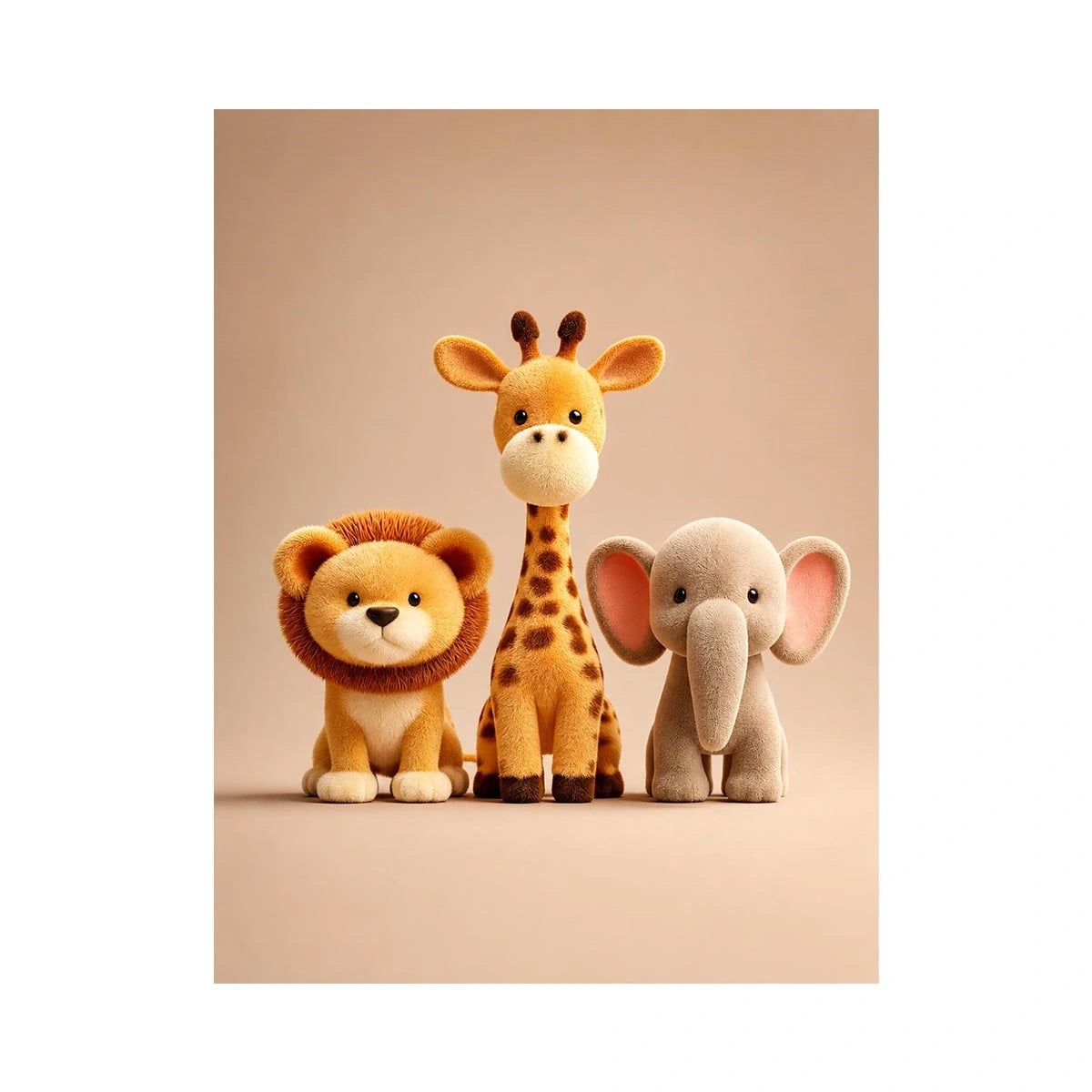 Cute safari animal canvas print for nursery and kids bedroom decor.