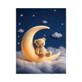 Teddy bear moon canvas print for dreamy nursery and kids room decor.