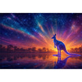 Cosmic kangaroo canvas print for colorful modern living room decor.