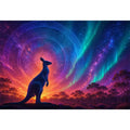 Aurora kangaroo canvas art for dreamy boho bedroom wall decor.