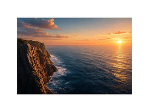 Coastal cliff ocean photography canvas art for modern living room decor.