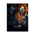 Dramatic tiger portrait canvas art for bold modern office decor.