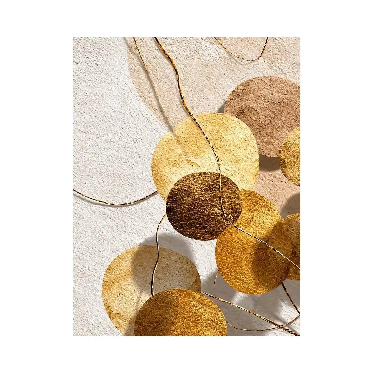 Gold neutral geometric abstract canvas art for luxury bedroom and living room decor.