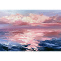Abstract pink ocean sunset canvas art for serene bedroom and living room decor.
