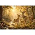 Deer family forest canvas art for warm nature inspired home decor.