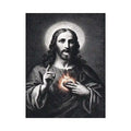 Sacred Heart Jesus portrait in classic black and white style for spiritual living room decor