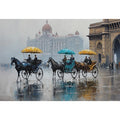 Monsoon Mumbai carriage canvas art for elegant travel inspired decor.