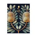 Midnight banksia botanical canvas art for luxury bedroom decor.