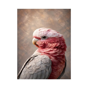 Soft pink cockatoo canvas art for elegant bedroom and living room decor.