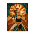 Art deco woman canvas wall art in teal and gold for luxury decor.