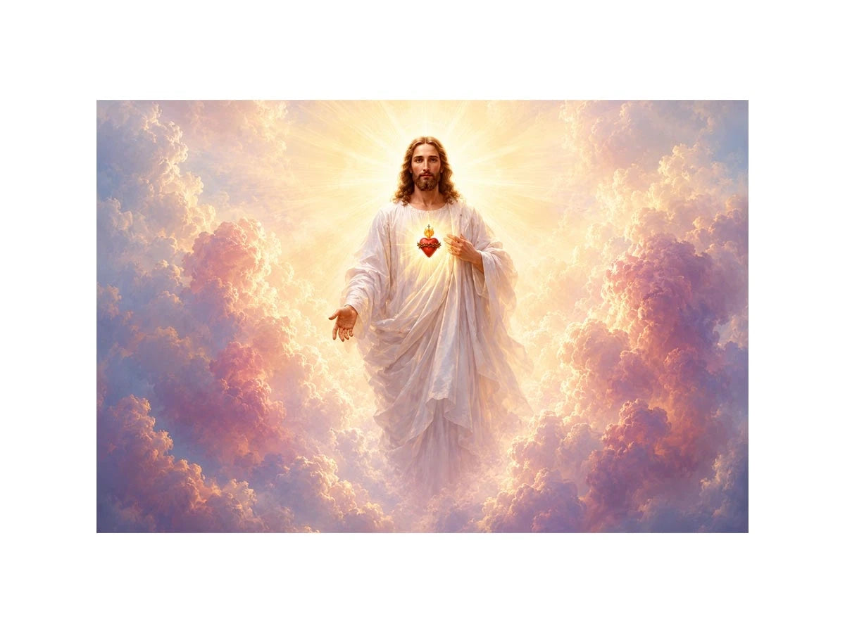 Radiant Jesus sacred heart canvas art for peaceful home decor.