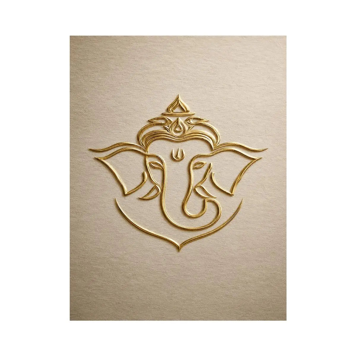 Gold Ganesha artwork on neutral background for elegant entryway decor.