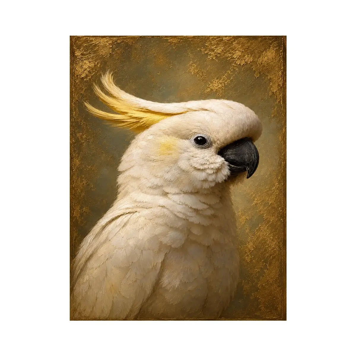 Elegant white cockatoo canvas art for neutral bedroom decor.