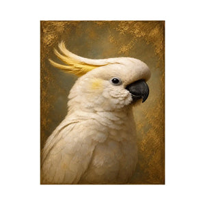 Elegant white cockatoo canvas art for neutral bedroom decor.