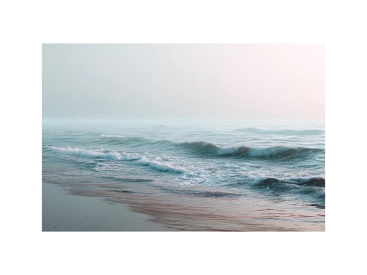 Minimal ocean wave canvas art for calm coastal bedroom or living room decor.