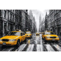 yellow taxi city canvas art for modern office decor.