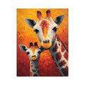 Two giraffe portrait canvas art for warm nursery and kids room decor.